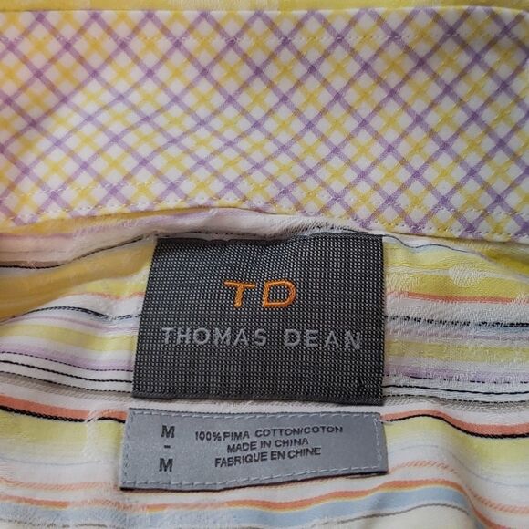 TD, men's dress shirt, medium. Yellow multipal colors Striped. Contrast colar. - Picture 8 of 8